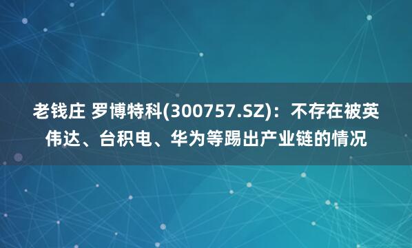 老錢莊 羅博特科(300757.SZ):不存在被英偉達、臺積電、華為等踢出產業鏈的情況
